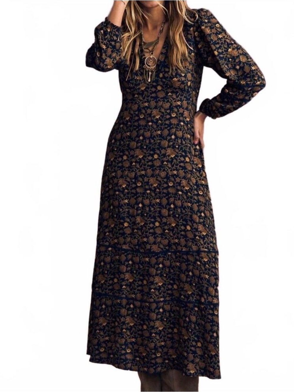 Xirena Charly Goldenrod Floral Maxi Dress NWT XS